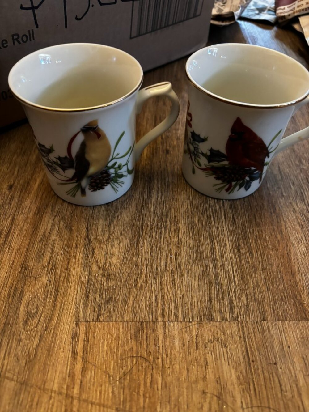 Lot 2 Lenox Winter Greetings Catherine McLung Coffee Mugs Birds